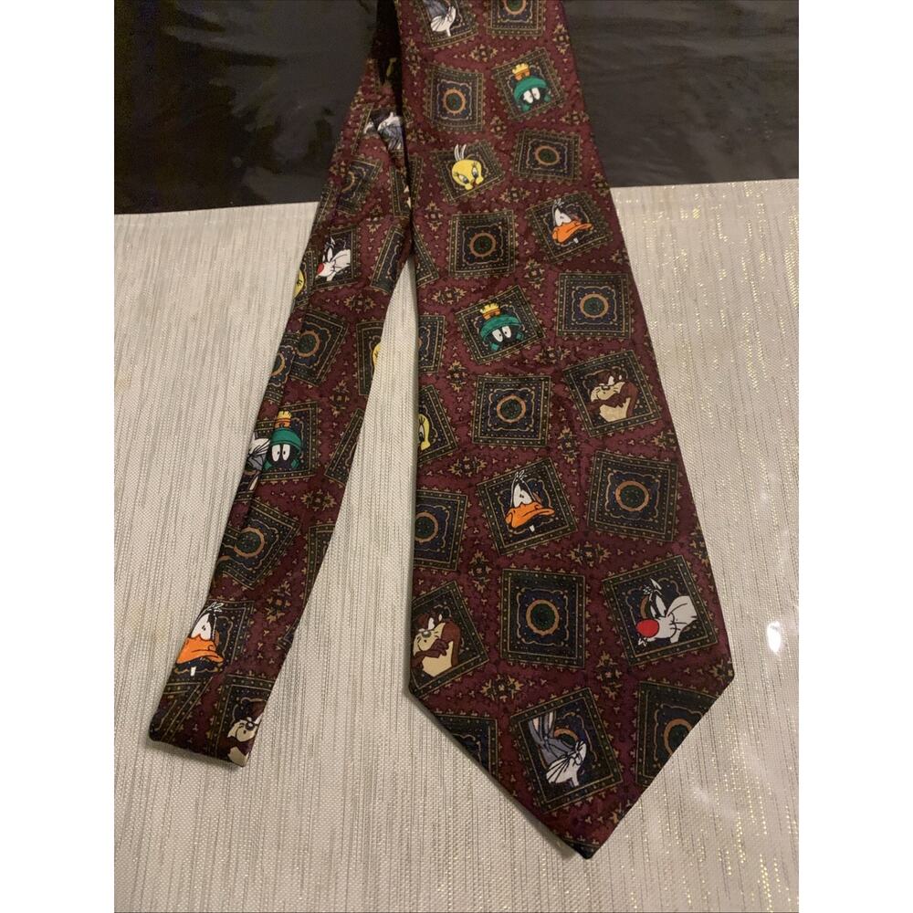 Vtg Looney Tunes Mania Neck Tie 1993 Warner Bros Alien Bugs Bunny Tweety Daffy